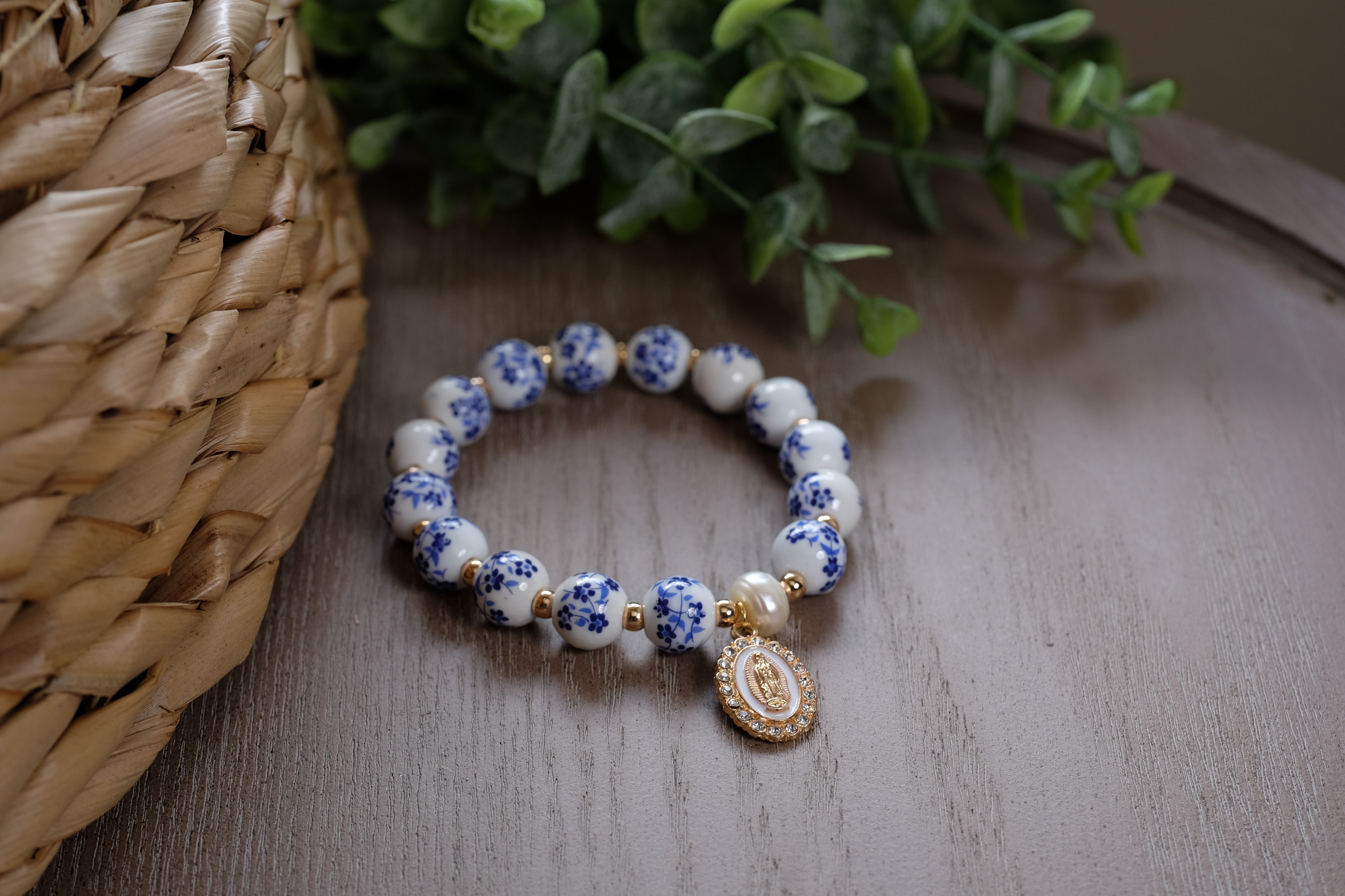 Our Lady of Guadalupe Bracelet - Blue bead accent