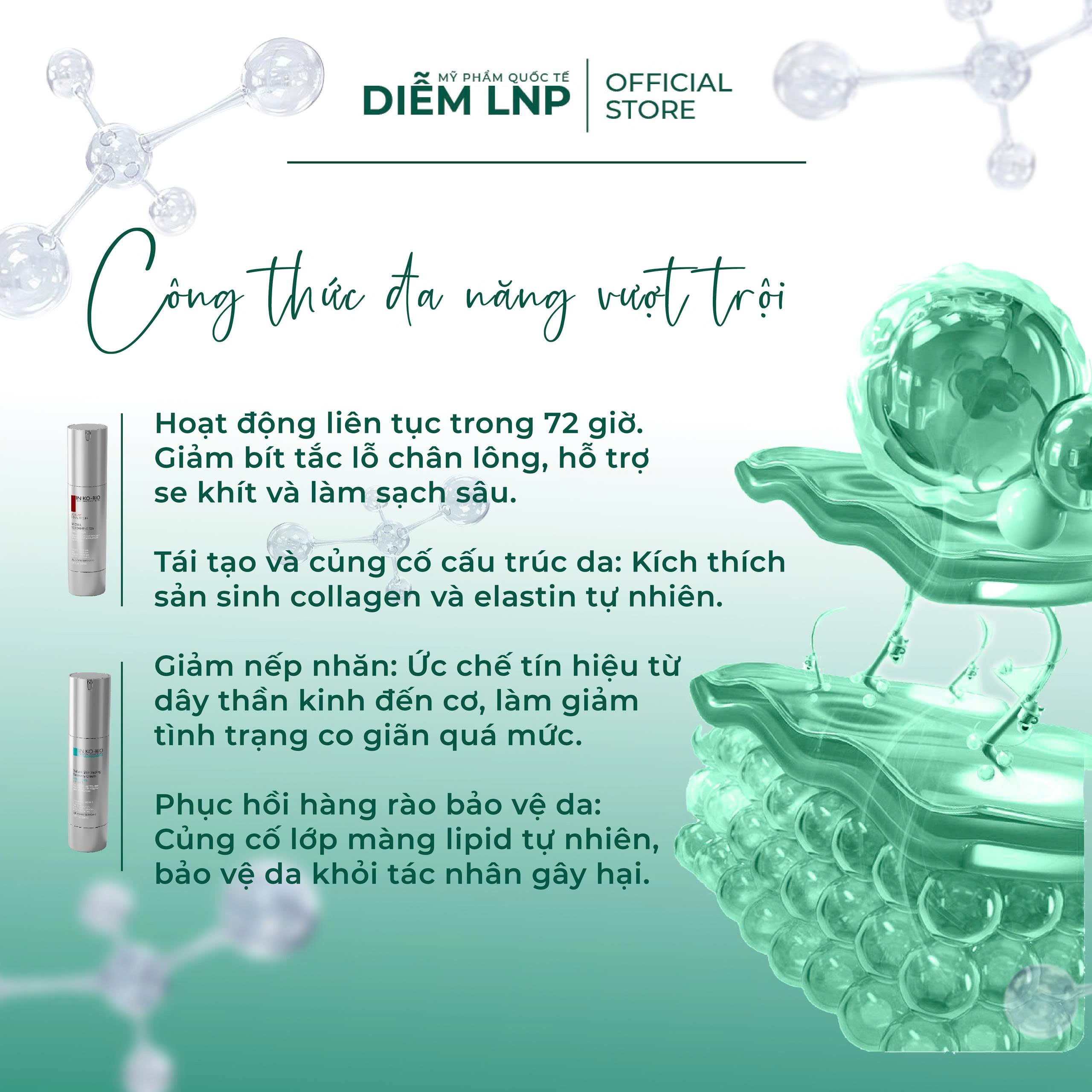 Combo Tái Sinh & Phục Hồi Da INKOBIO- Kem Vi Kim D3 + Kem Phục Hồi D4- Hàn Quốc