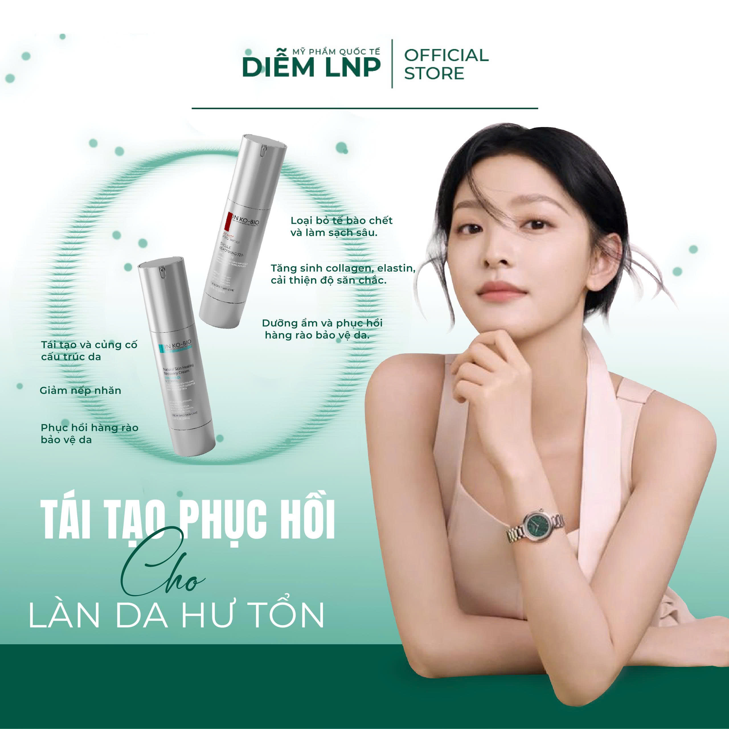 Combo Tái Sinh & Phục Hồi Da INKOBIO- Kem Vi Kim D3 + Kem Phục Hồi D4- Hàn Quốc