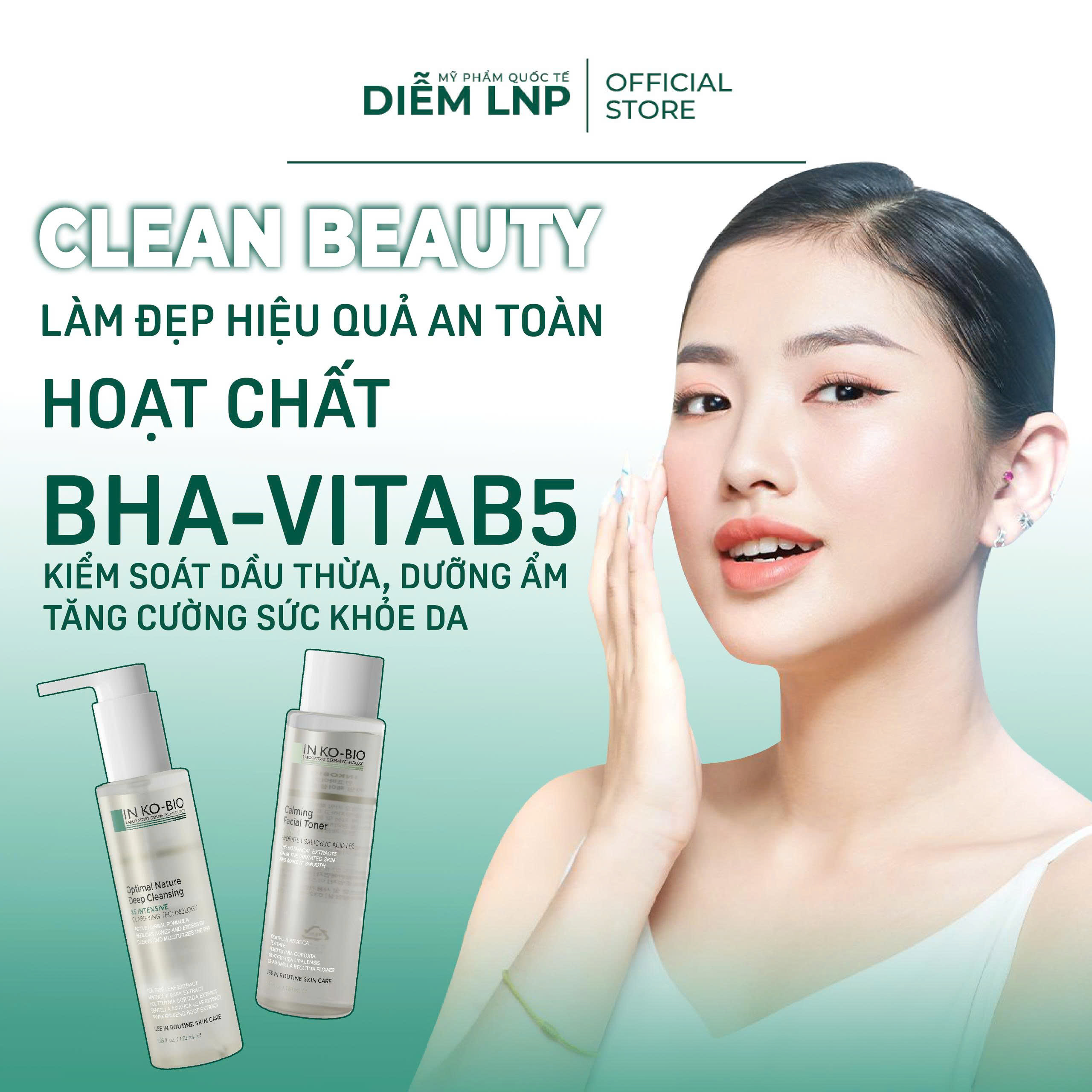 Combo Làm Sạch & Cân Bằng Da INKOBIO DC1- Sửa Rửa Mặt D1 + Tonner D2 - Cho Da Dầu & Nhạy Cảm- Hàn Quốc