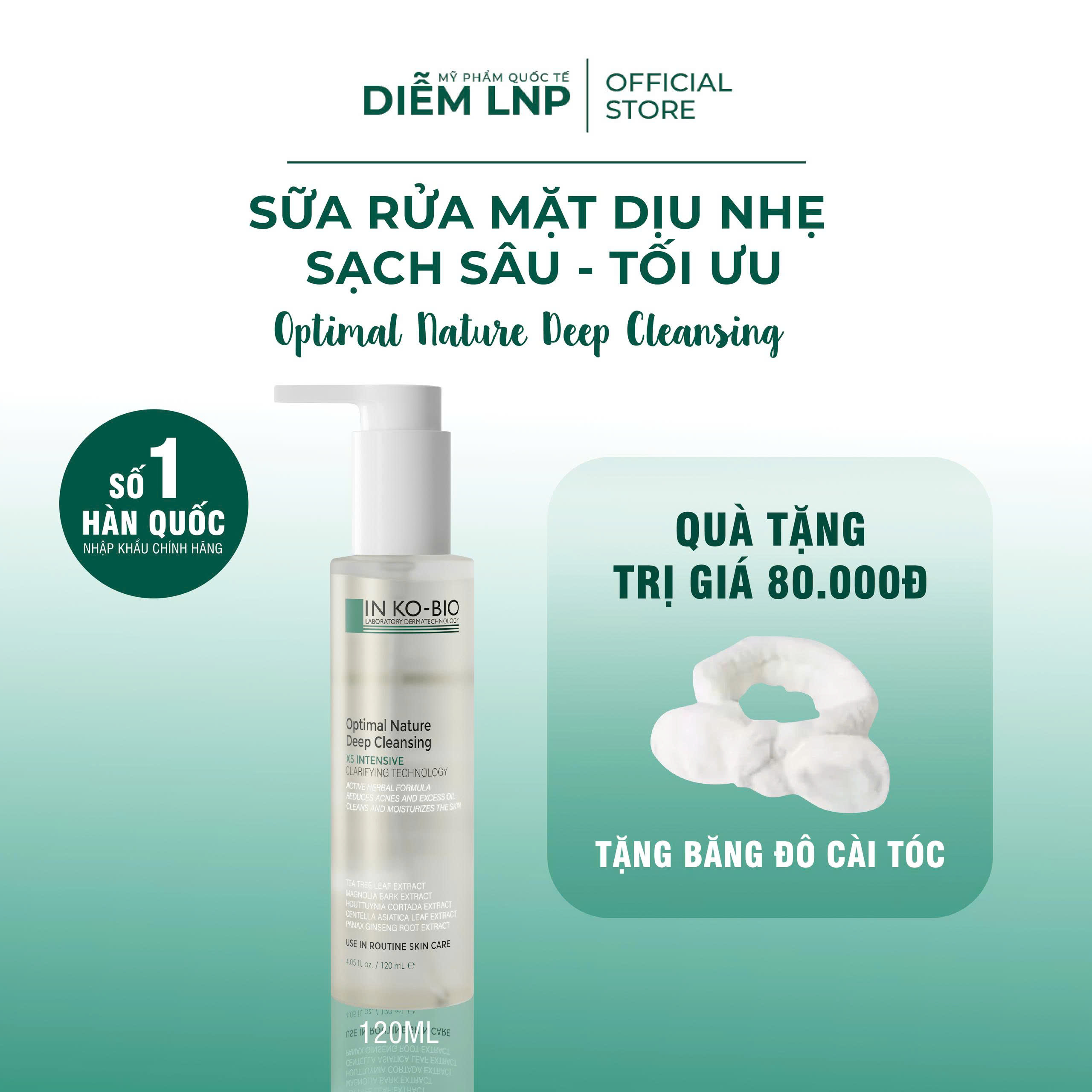 Sửa Rửa Mặt INKOBIO D1 Hàn Quốc 120ml- Làm Sạch Sâu, Dịu Nhẹ, Giảm Nhờn Mụn, Phù Hợp Da Nhạy Cảm