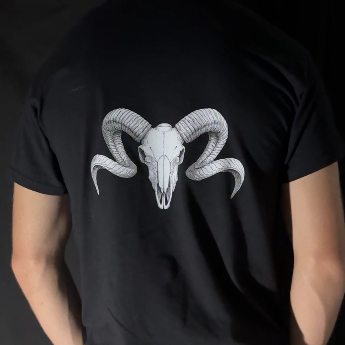 CR Euro Mounts Ram Skull Black Unisex T-Shirt 100% Cotton
