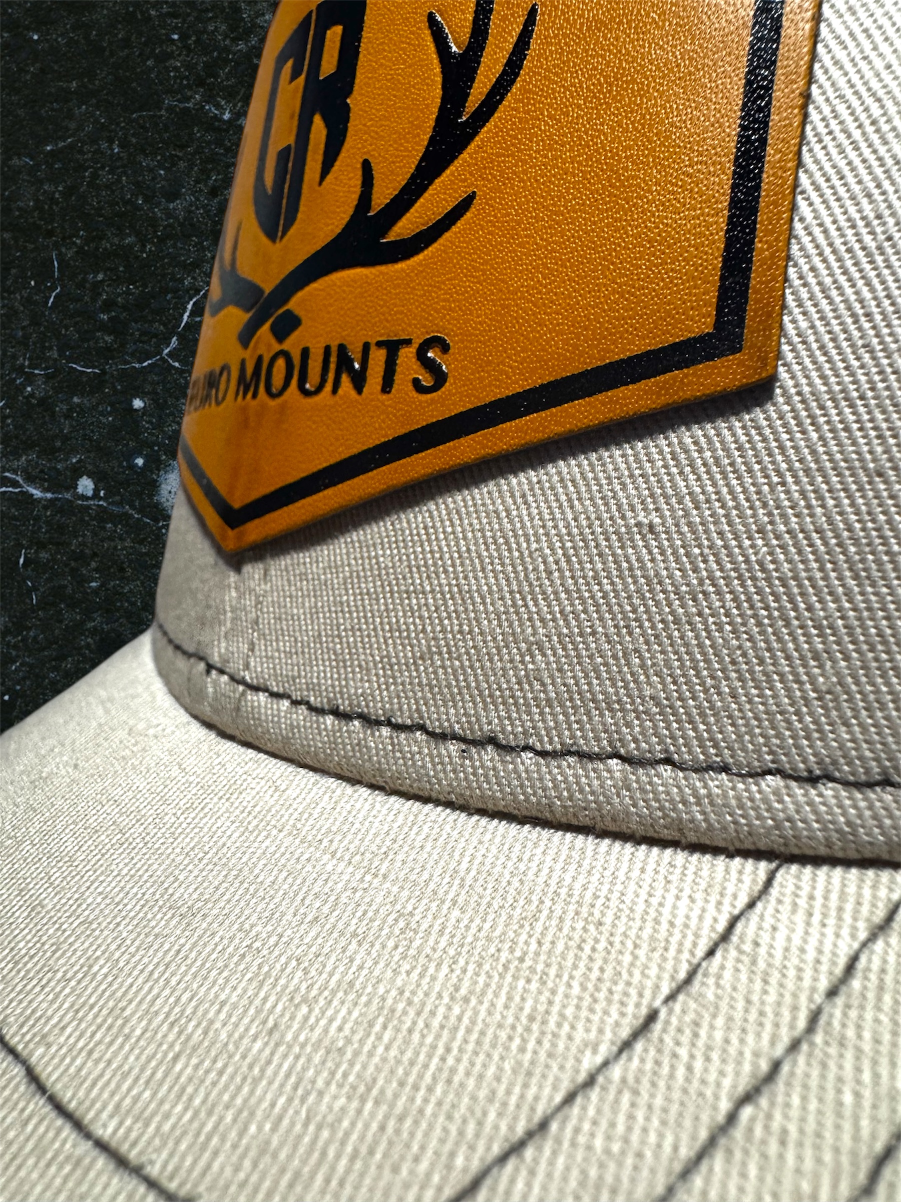 CR Euro Mounts Tan Snapback Trucker Hat with Leather Patch