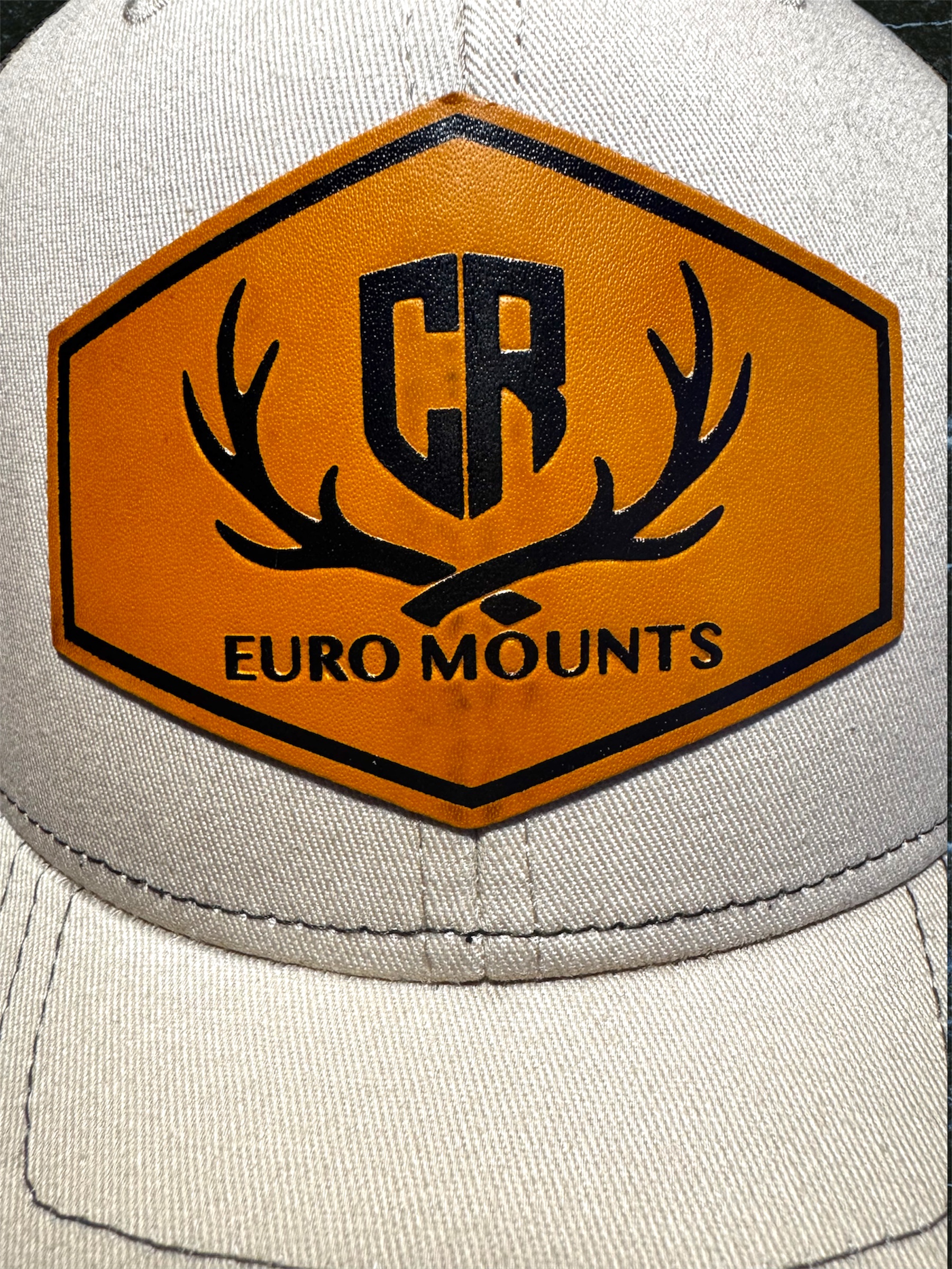 CR Euro Mounts Tan Snapback Trucker Hat with Leather Patch