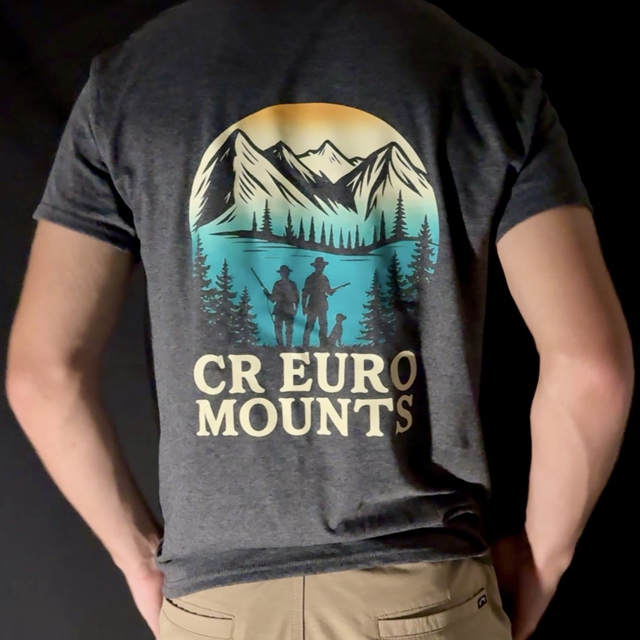 CR Euro Mounts Mountain Hunters Grey Unisex T-Shirt 100% Cotton