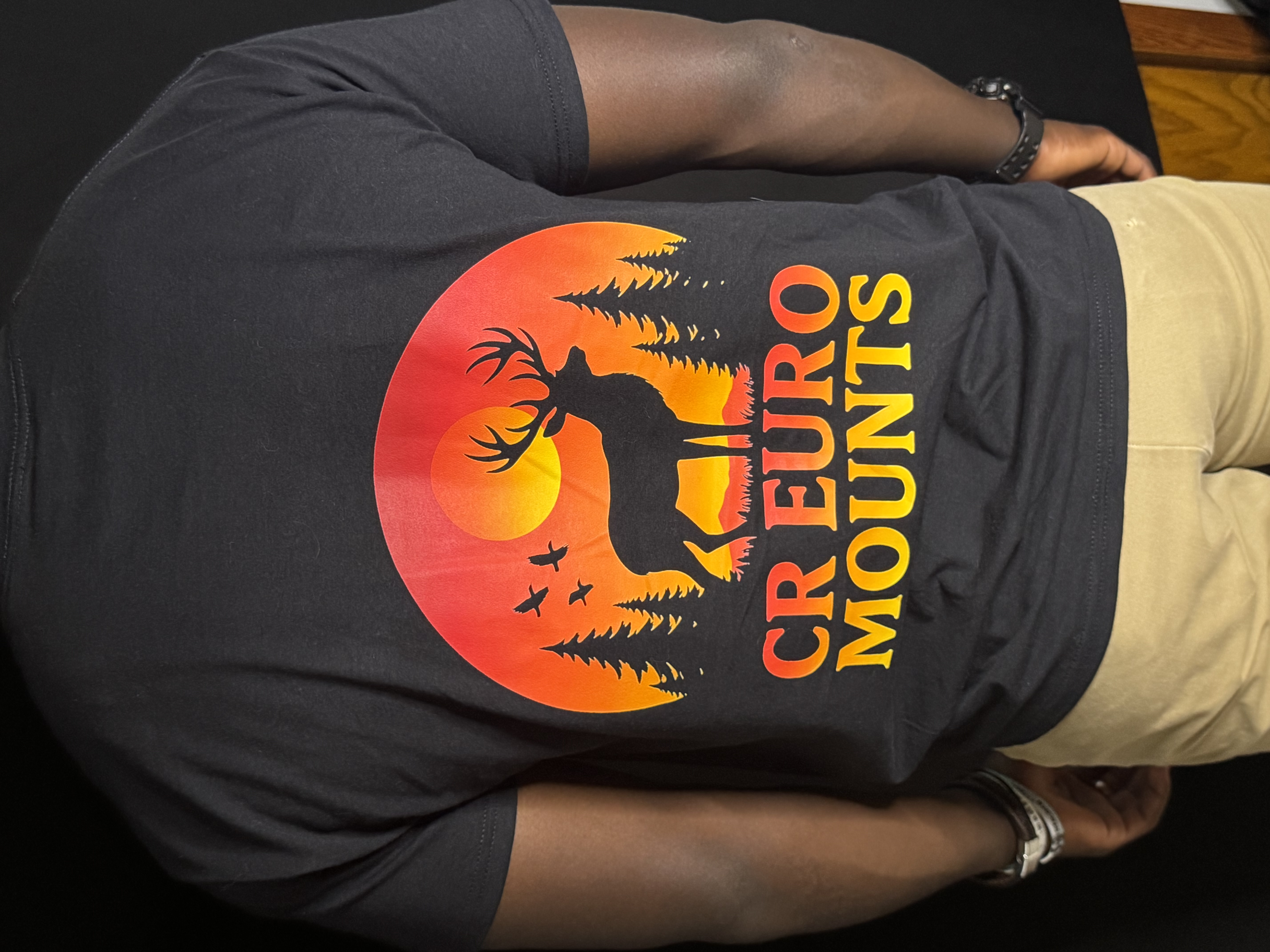 CR Euro Mounts Buck Sunset Black Unisex T-Shirt 100% Cotton