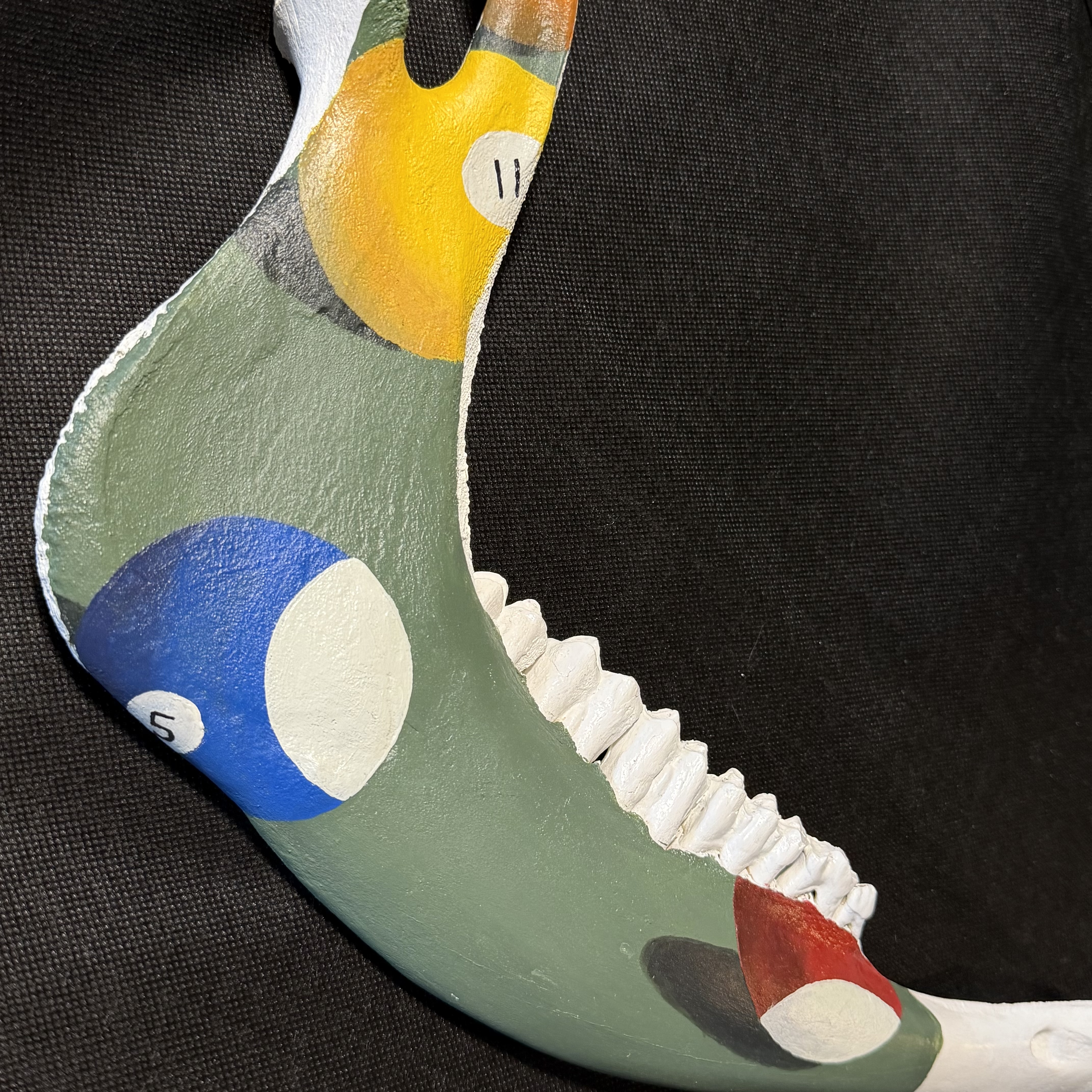 (Pool Balls) Hand-Painted Cow Jawbone Decor