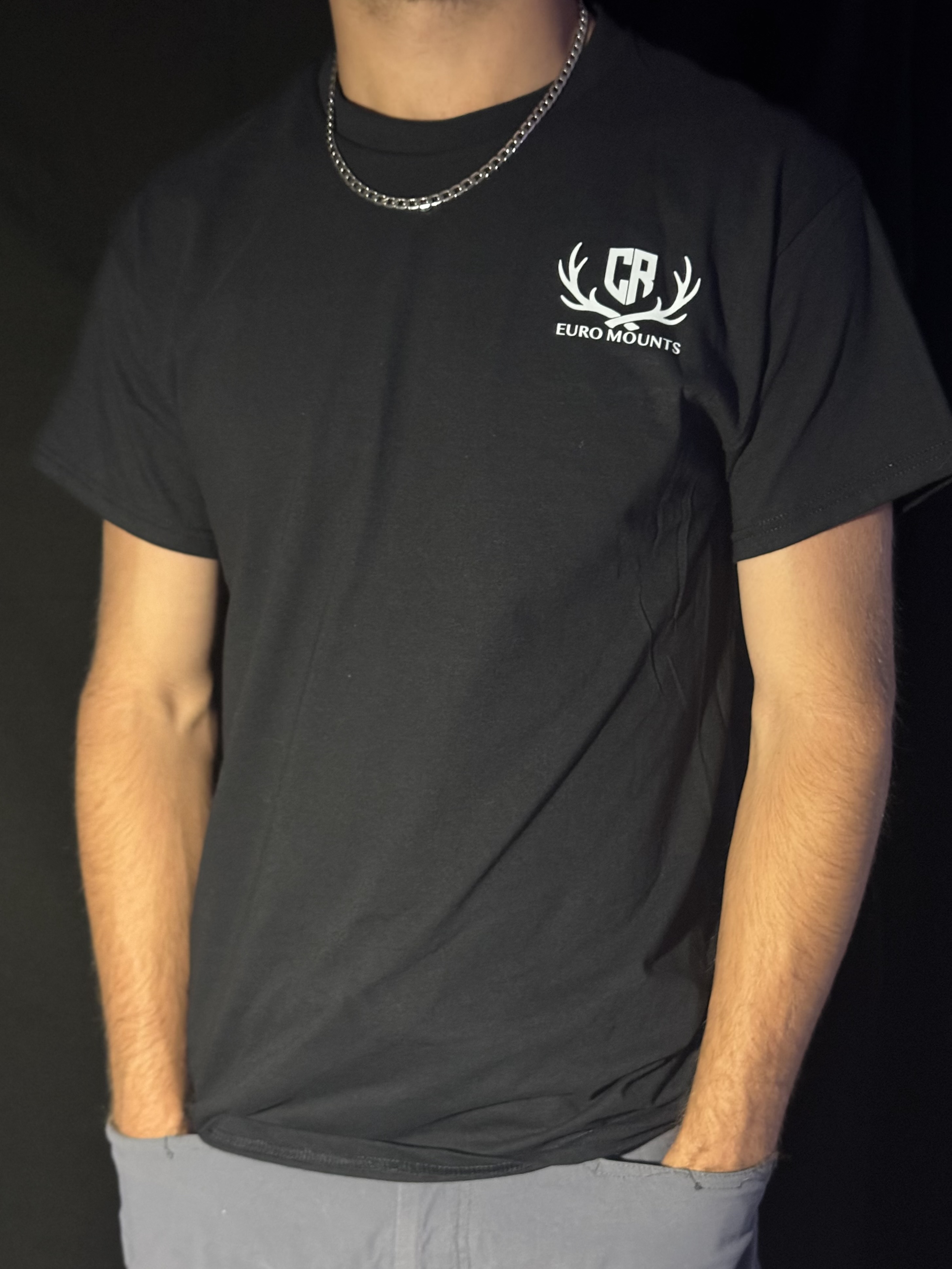 CR Euro Mounts Ram Skull Black Unisex T-Shirt 100% Cotton