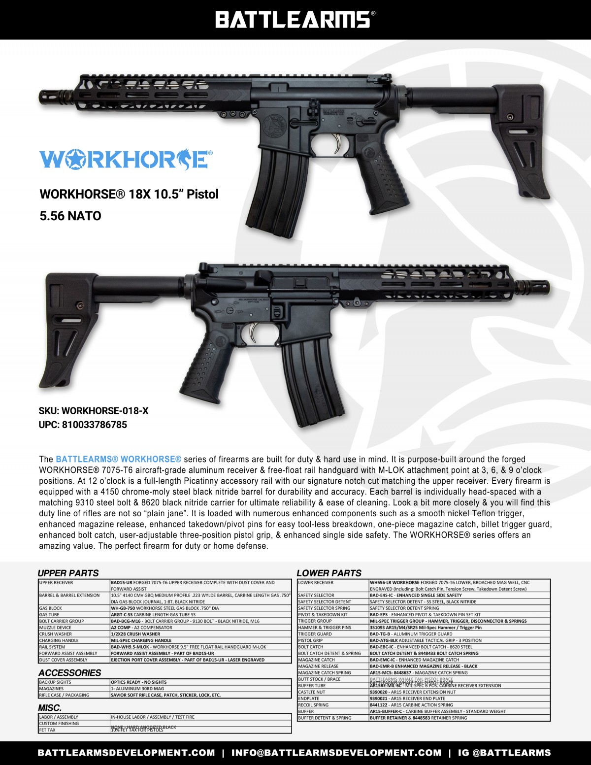 WORKHORSE® 18X 10.5" Pistol