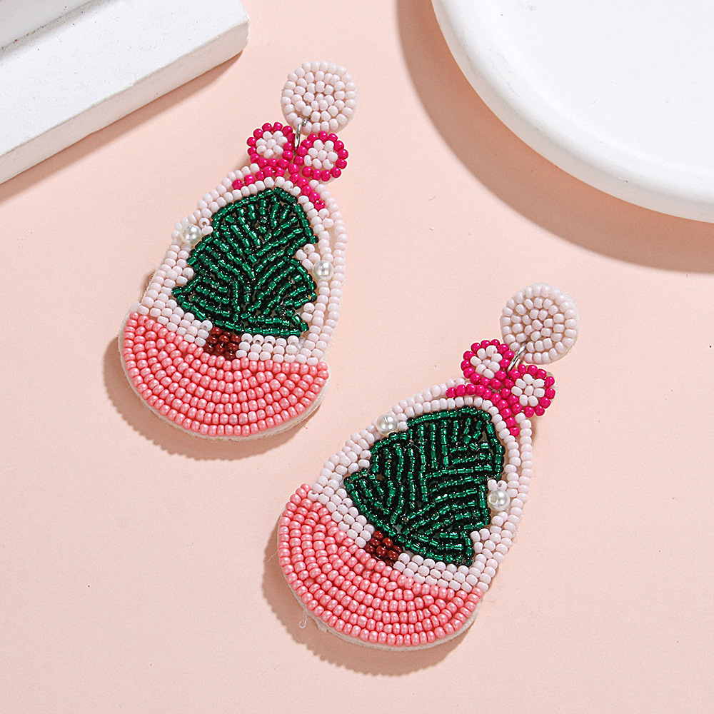 Christmas Tree Beaded Earrings