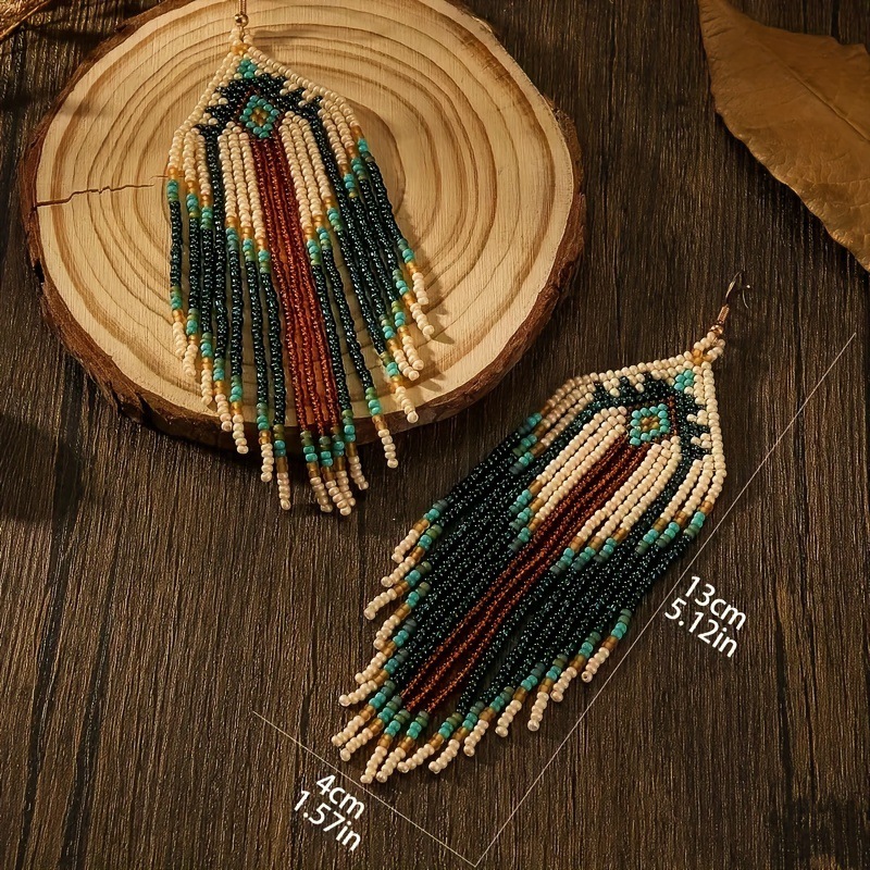 Bohemian Handmade Beaded Fringe Earrings