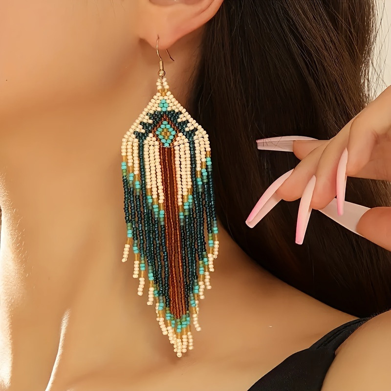 Bohemian Handmade Beaded Fringe Earrings