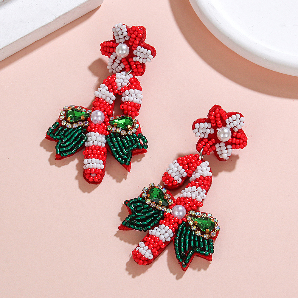 Christmas Tree Beaded Earrings