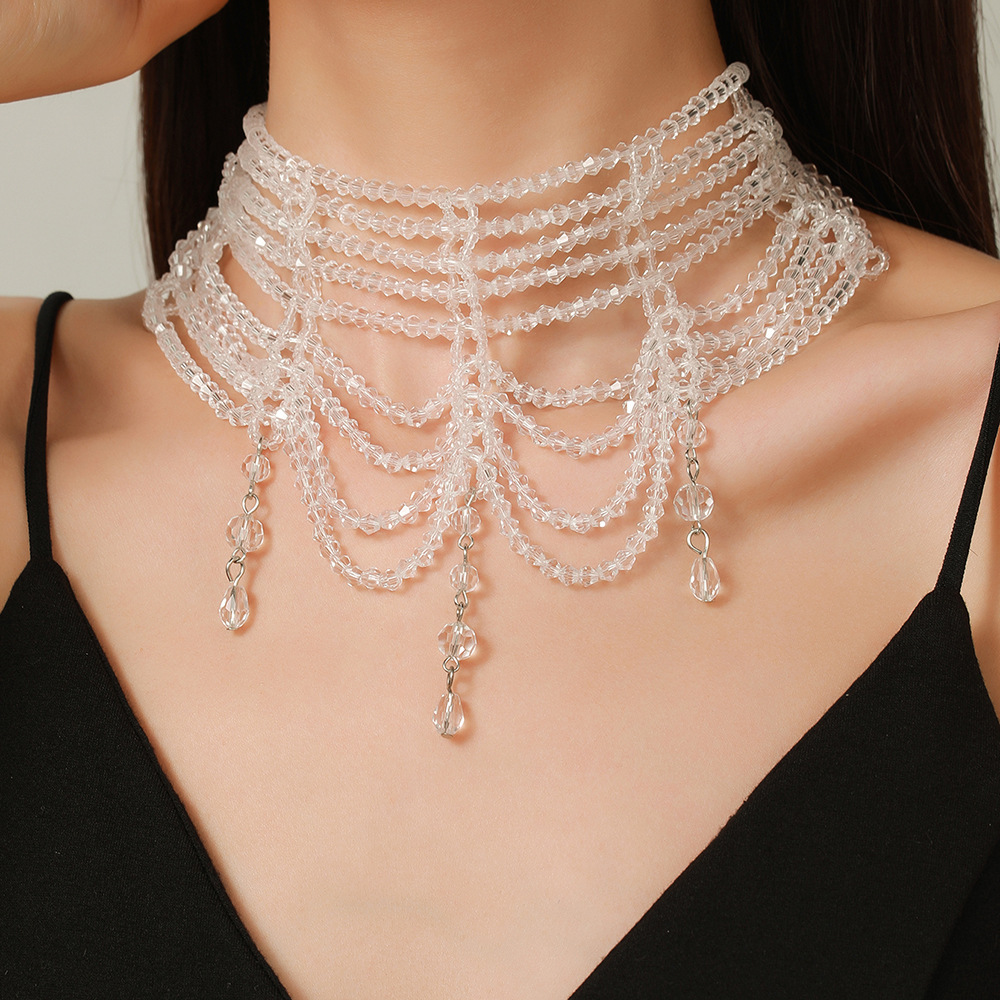 Elegant Black Beaded Choker Necklace