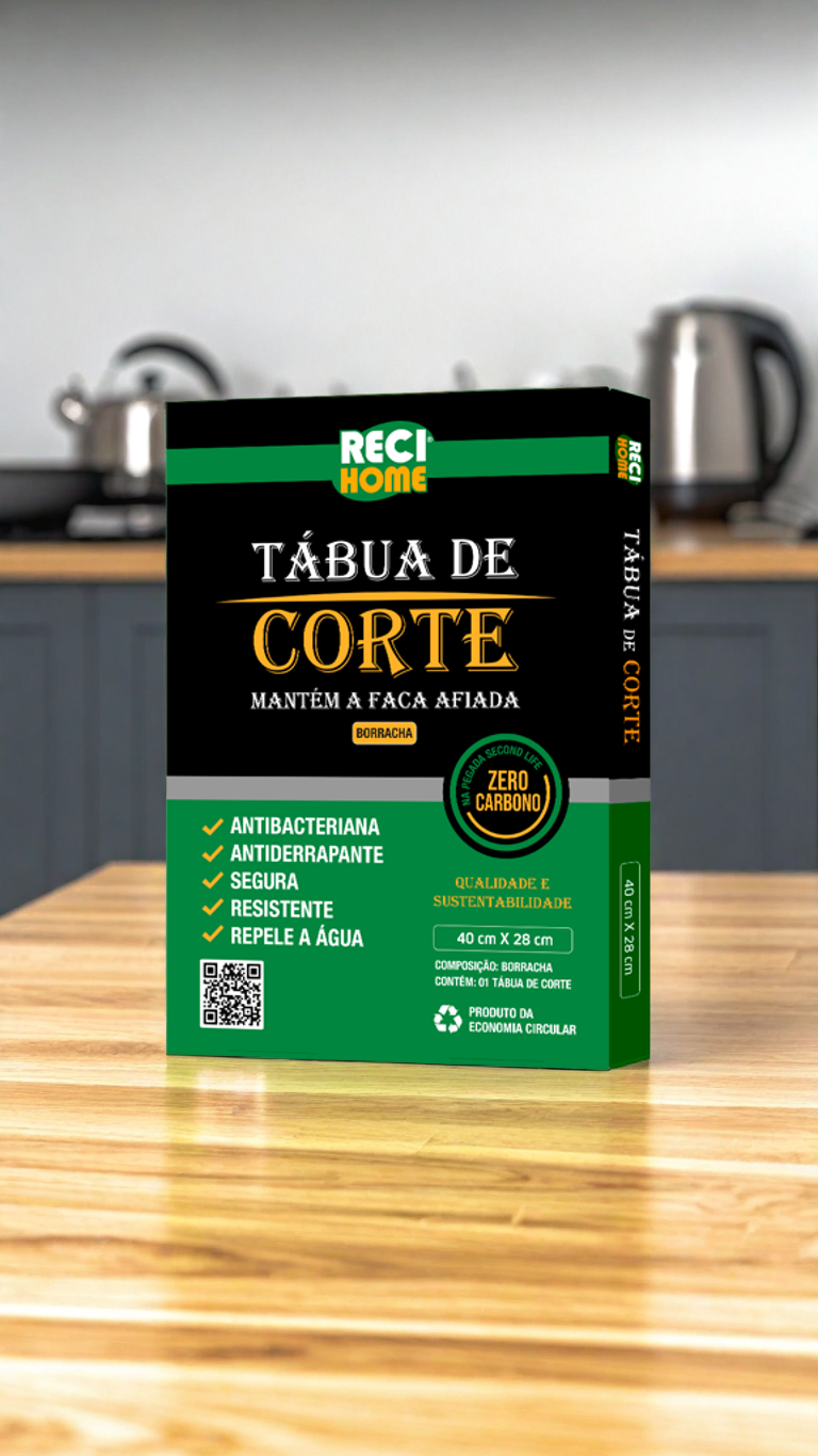 Tábua de Corte Preta com alça - 35cm x 23cm