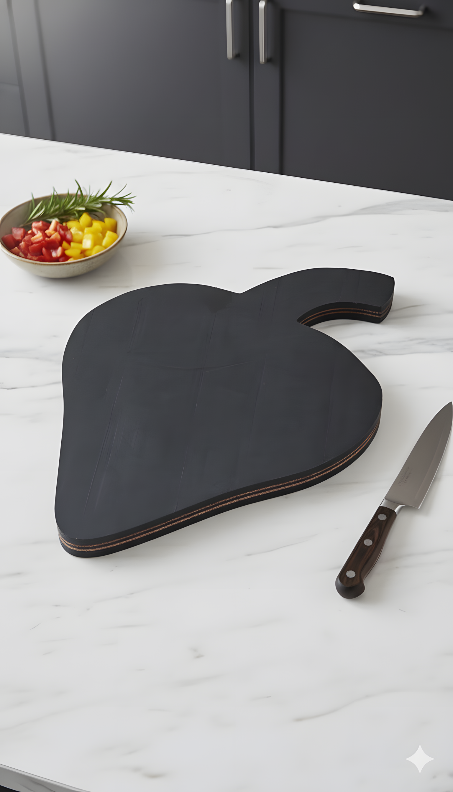 Tábua de Corte Preta com alça - 40cm x 28cm