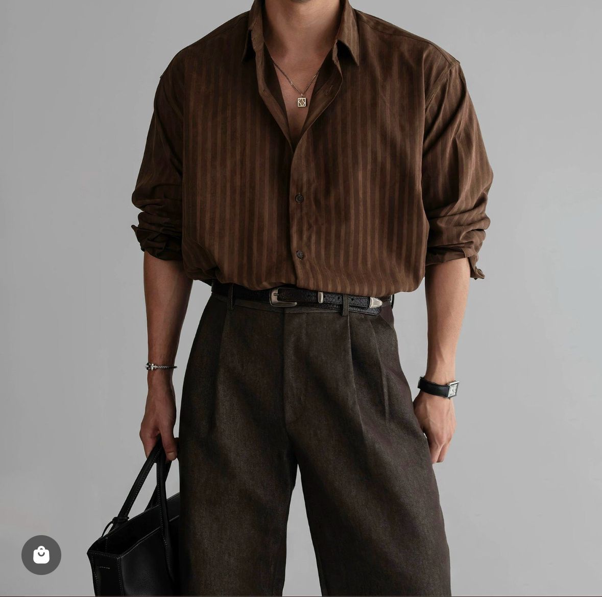 Men's Brown Striped Shirt