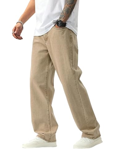 Men's loose fit beige jeans
