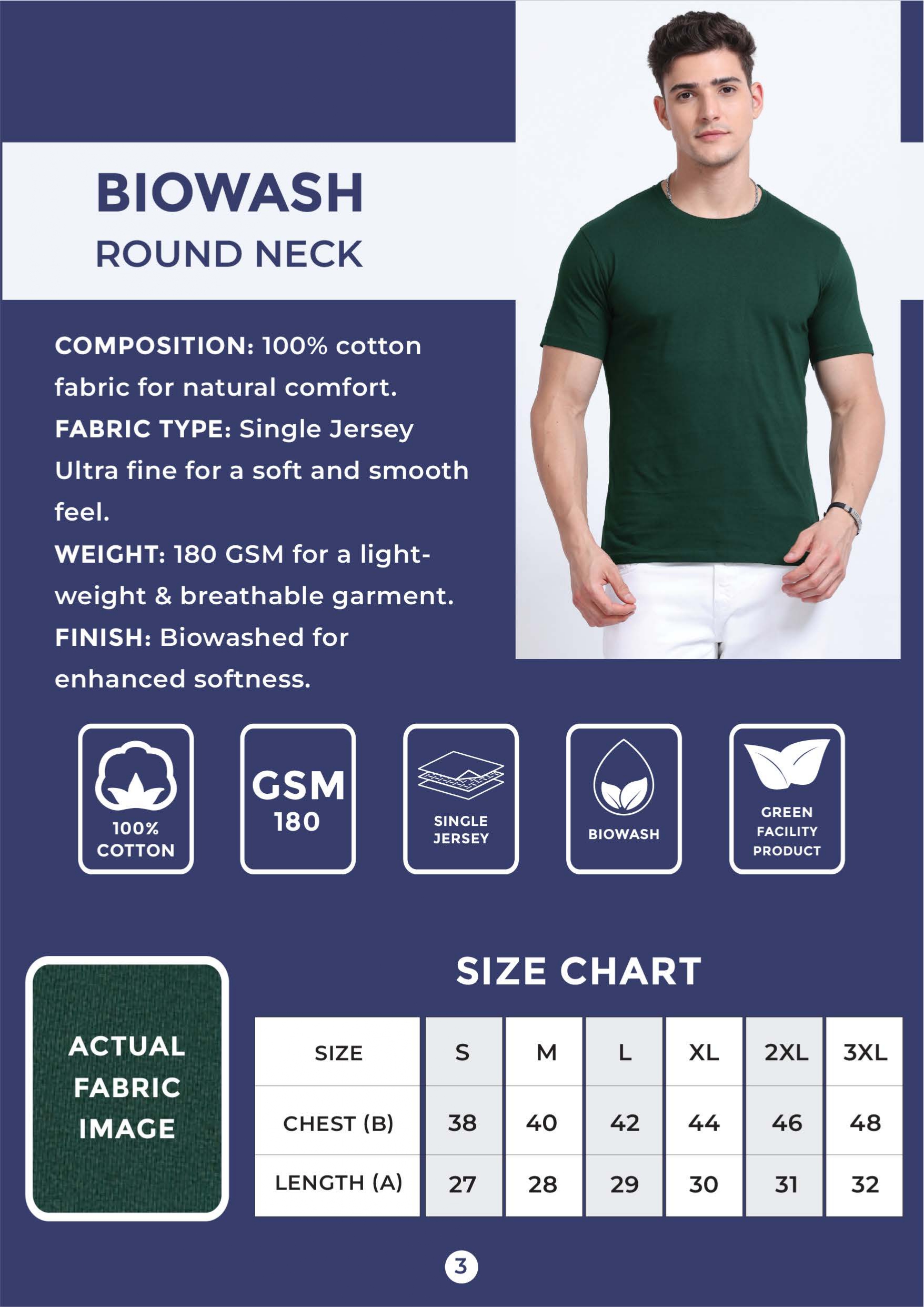 Biowash Round Neck T-Shirt