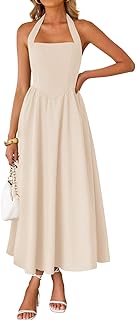 Beige Halter Neck Maxi Dress