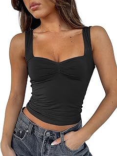 Women's Black Square Neck Tank Top