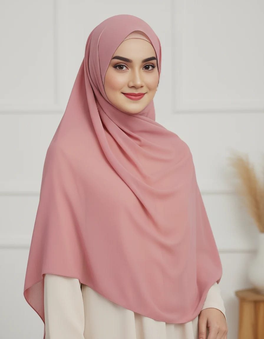 Soft Pink Chiffon Hijab – Feminine & Lightweight Scarf
