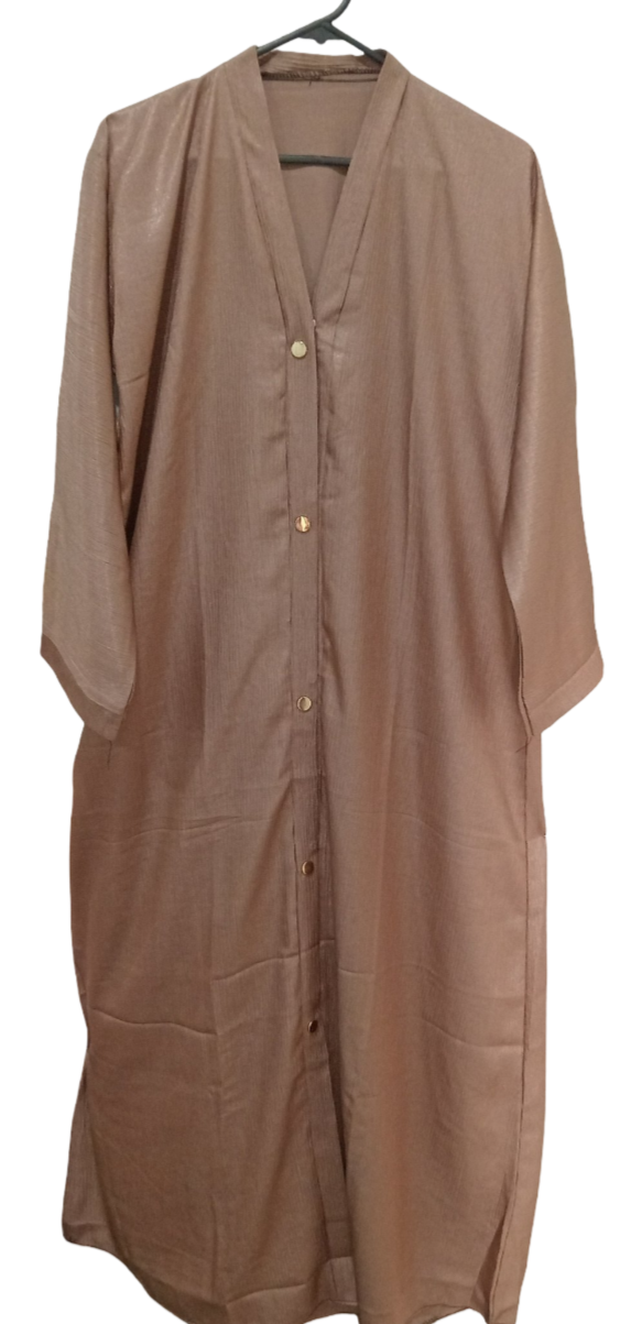 Premium Lightweight Button Abaya – Brown 
