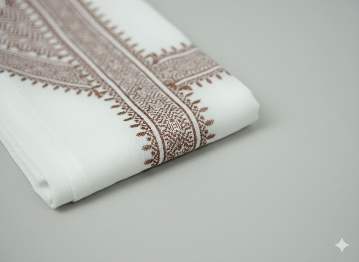 The Elegant Cream & Brown Classic Shemagh