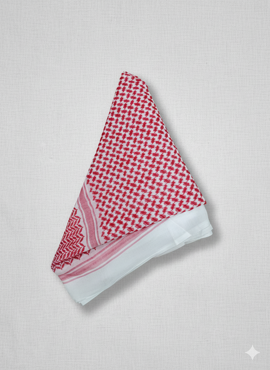 Traditional Red & White Keffiyeh Scarf – Premium Cotton