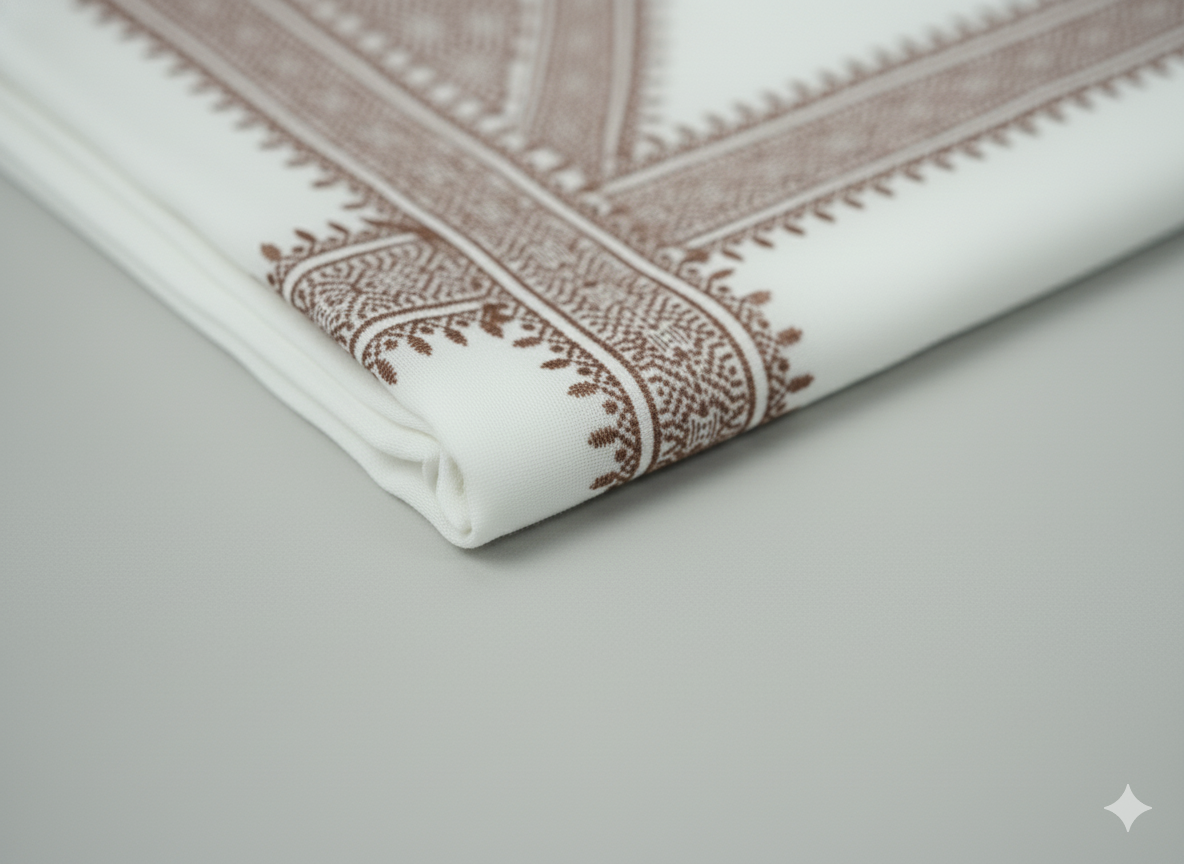 The Elegant Cream & Brown Classic Shemagh