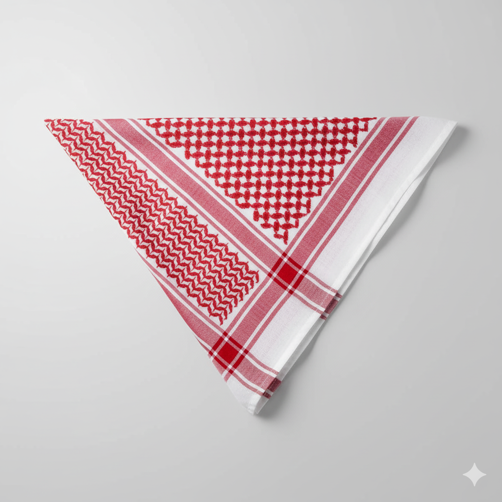 Traditional Red & White Keffiyeh Scarf – Premium Cotton