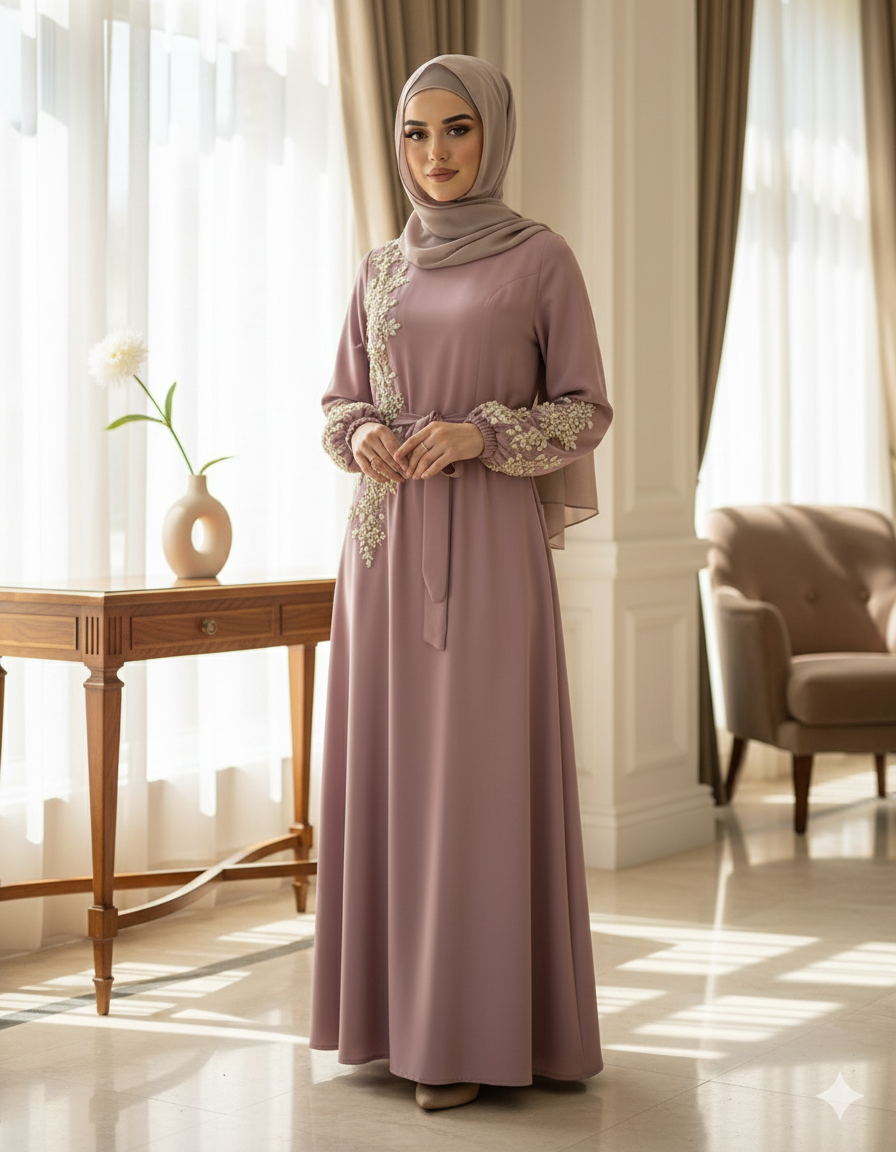 Elegant Embroidered Evening Abaya