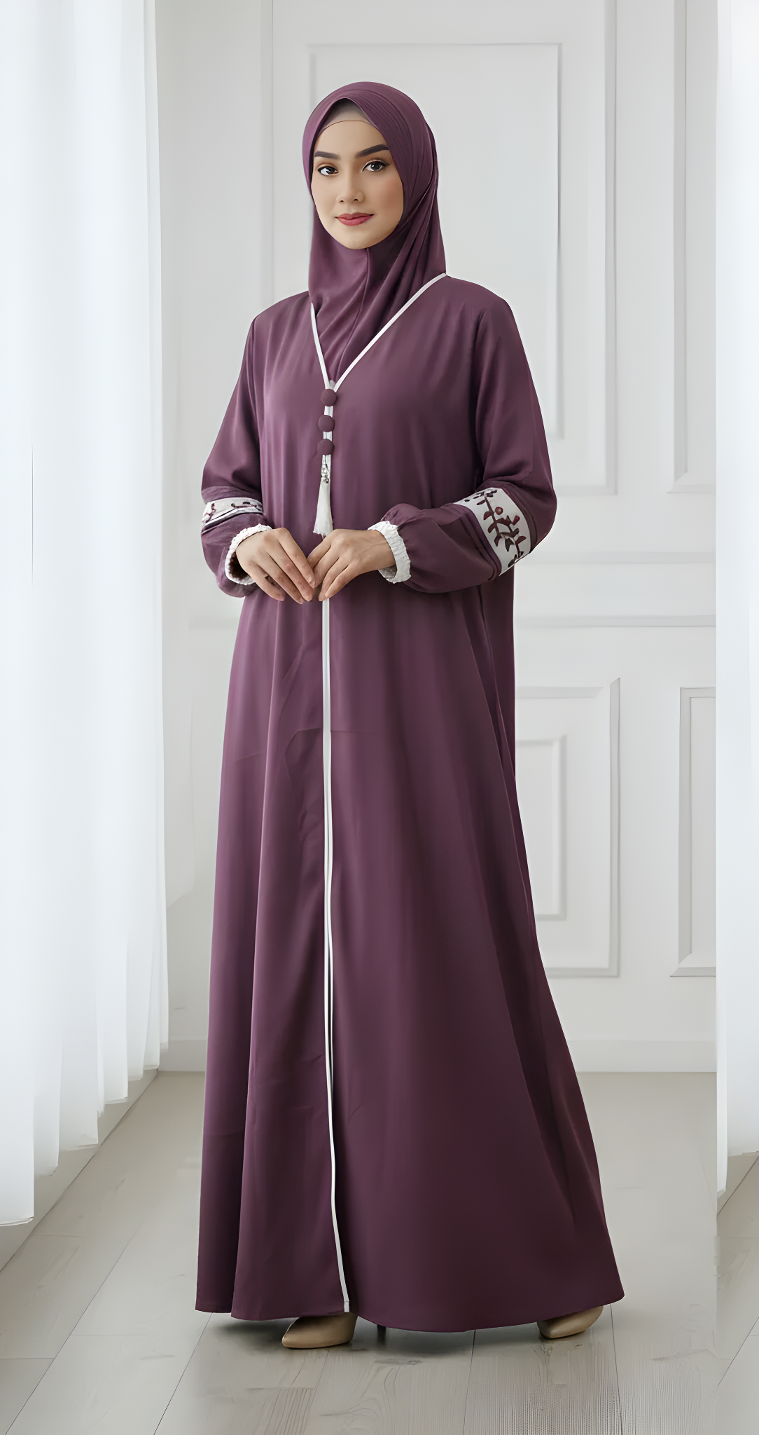 Embroidered Casual Abaya with hijab