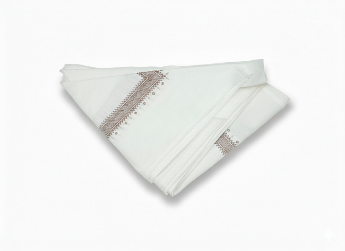 The Elegant Cream & Brown Classic Shemagh