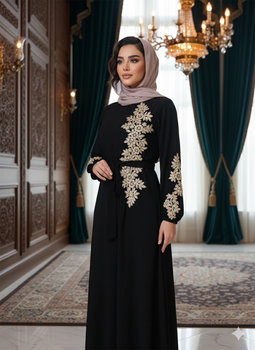 Elegant Embroidered Evening Abaya