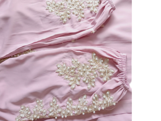 Pink Embroidered Closed Abaya 