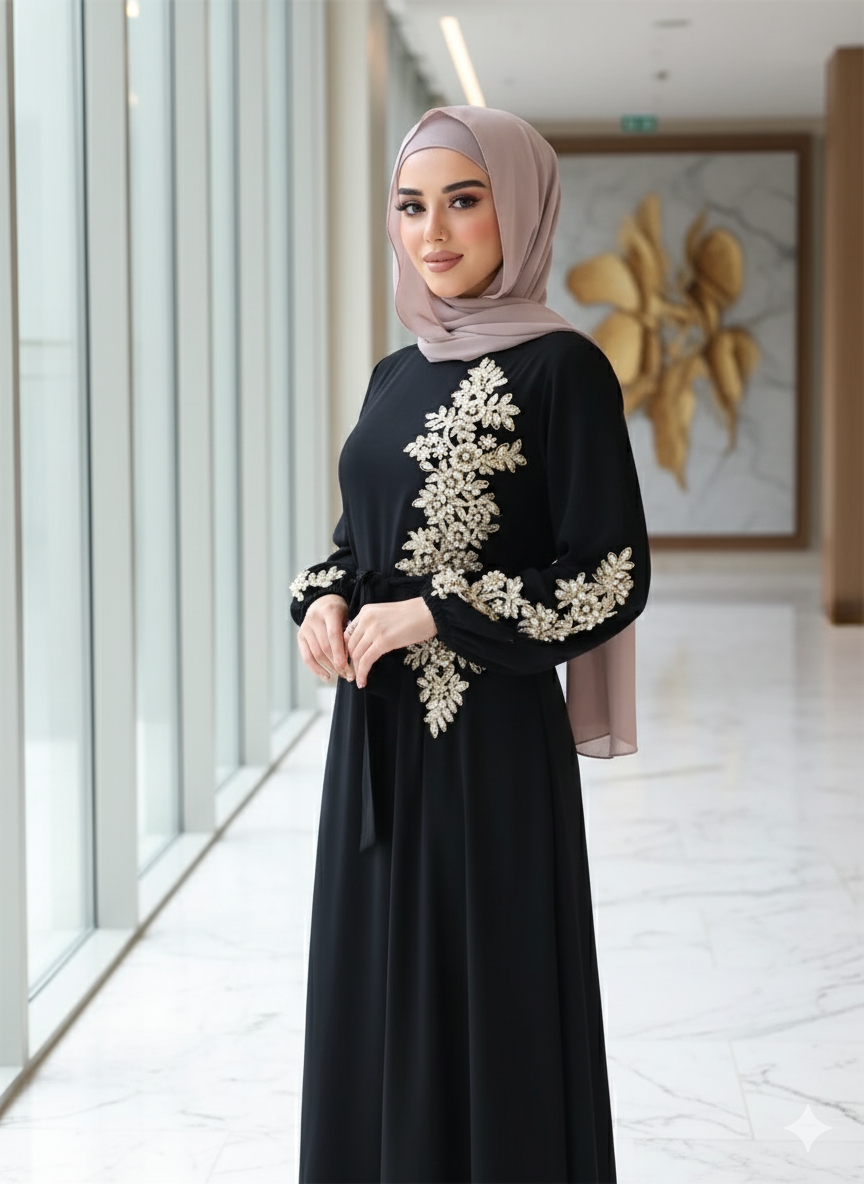 Elegant Embroidered Evening Abaya