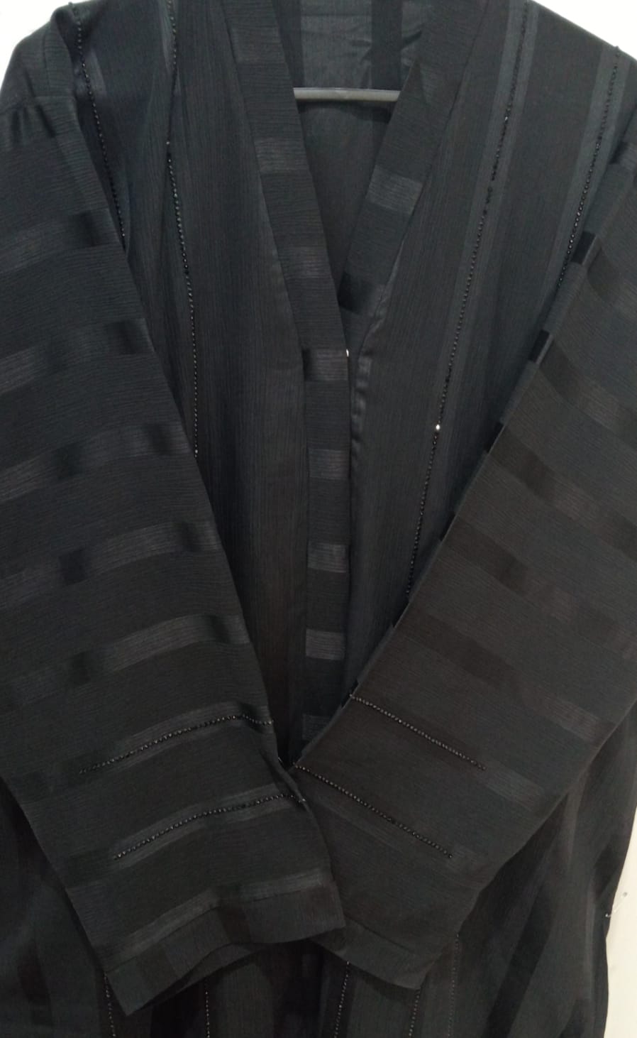 Black Striped Luxury Abaya | Elegant Modern Black Abaya 