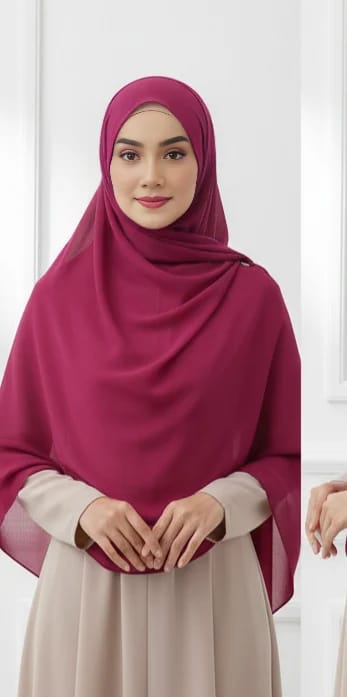 Berry Pink Chiffon Hijab – Soft & Elegant Scarf