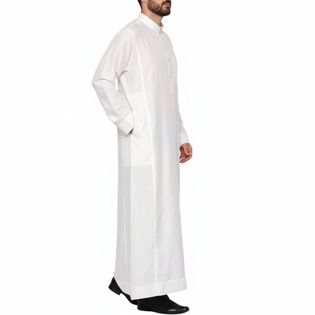 Men’s White Thobe – Elegant Traditional Islamic Clothing 