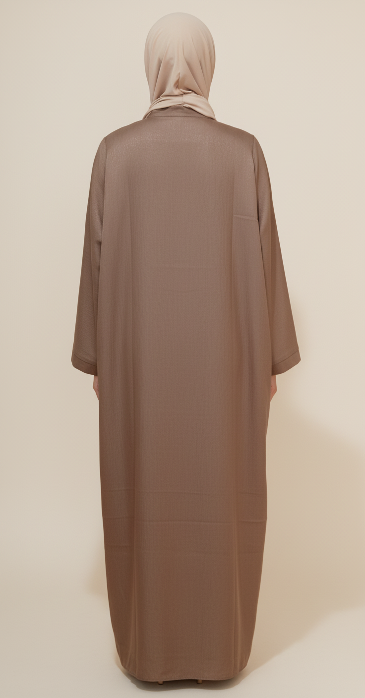 Premium Lightweight Button Abaya – Brown 