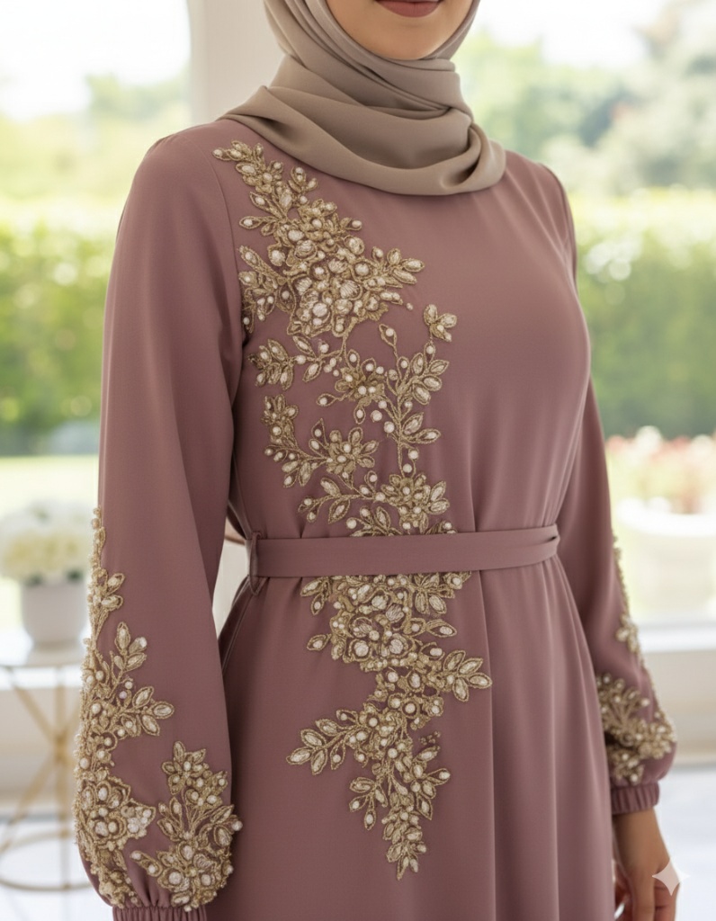 Women's Modest Polyester Kaftan Abaya – Elegant Dubai Robe for Prayer & Summer Wear