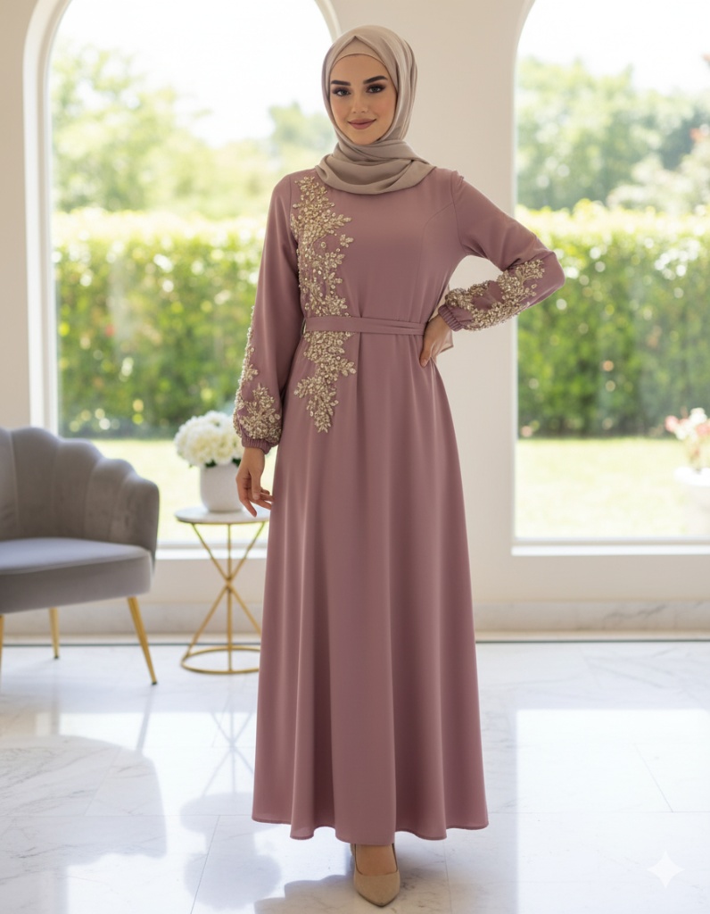 Women's Modest Polyester Kaftan Abaya – Elegant Dubai Robe for Prayer & Summer Wear