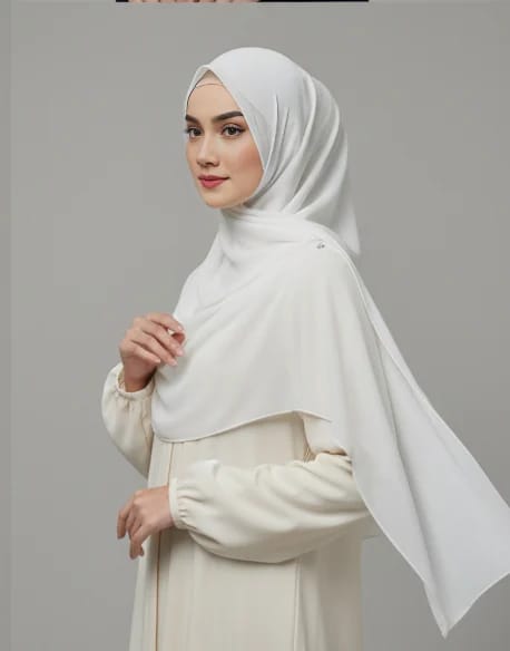 White Chiffon Hijab – Clean & Elegant Everyday Scarf