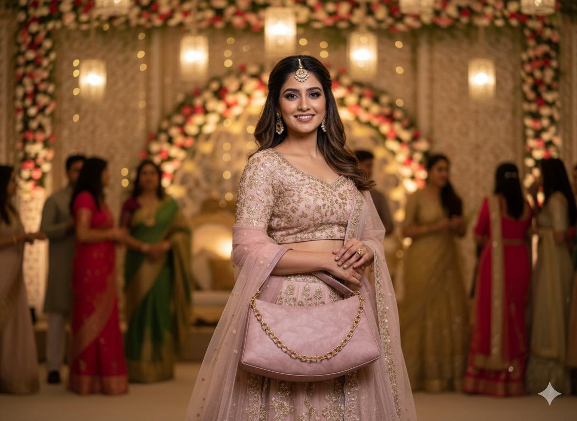 Heightsmart Pink Velvet Clutch Bag