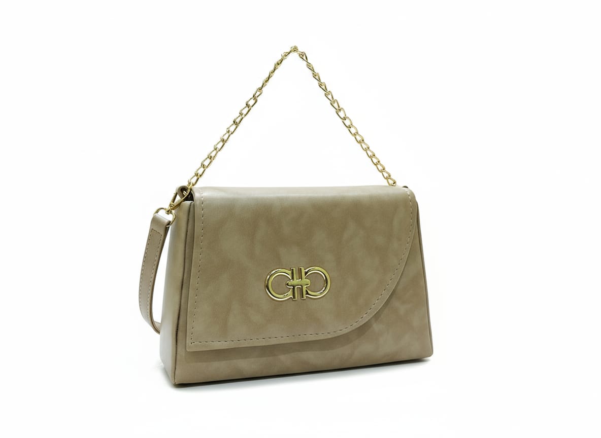 HeightSmart Classic Taupe Chain Shoulder Bag