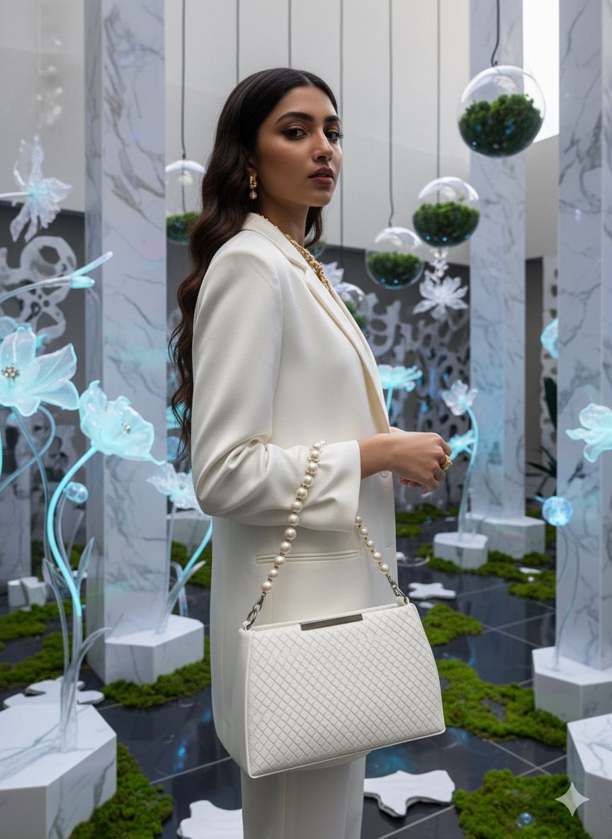 Heightsmart Elegant White Clutch Bag