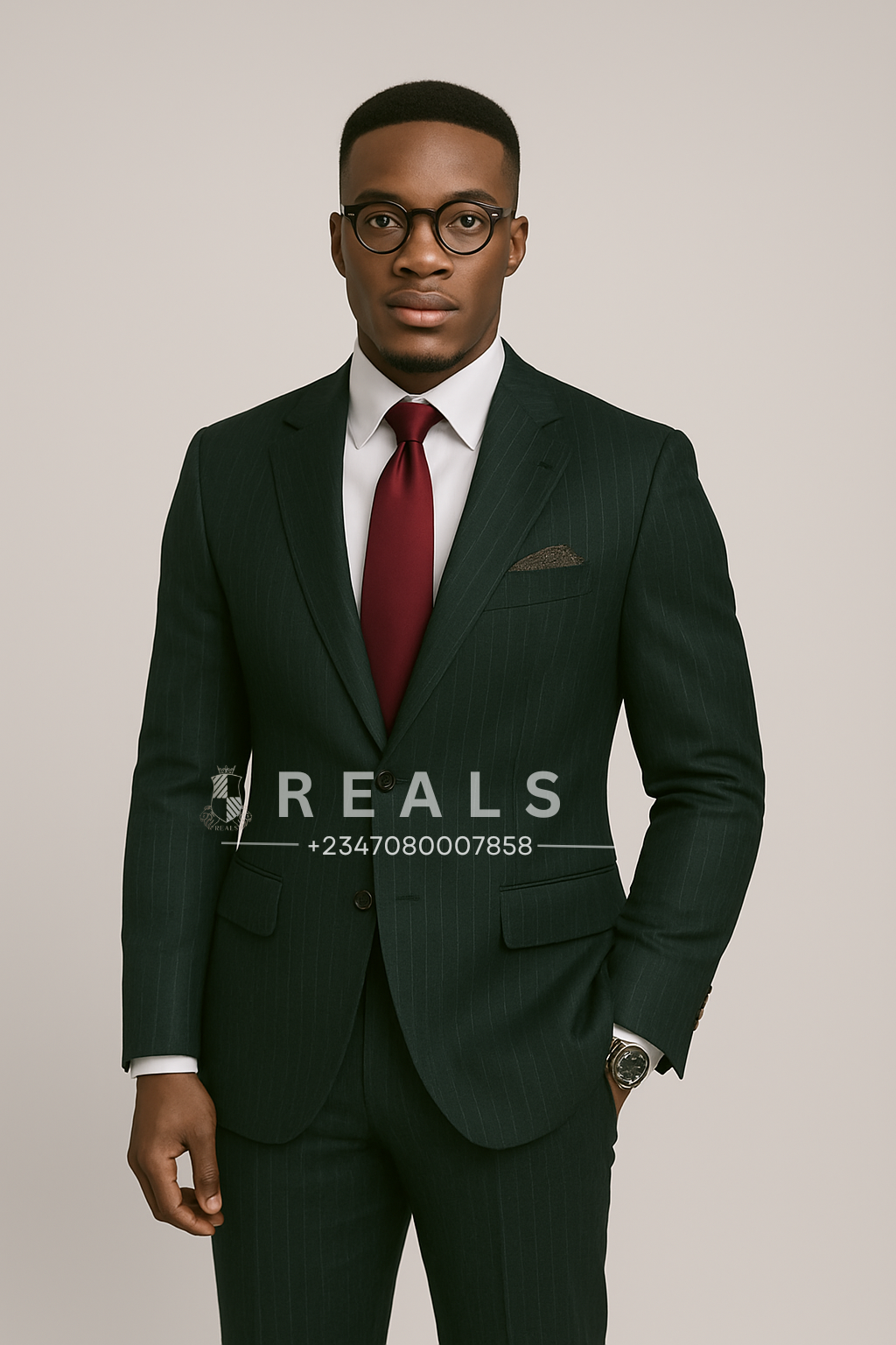 Men’s Dark Green Pinstripe Suit