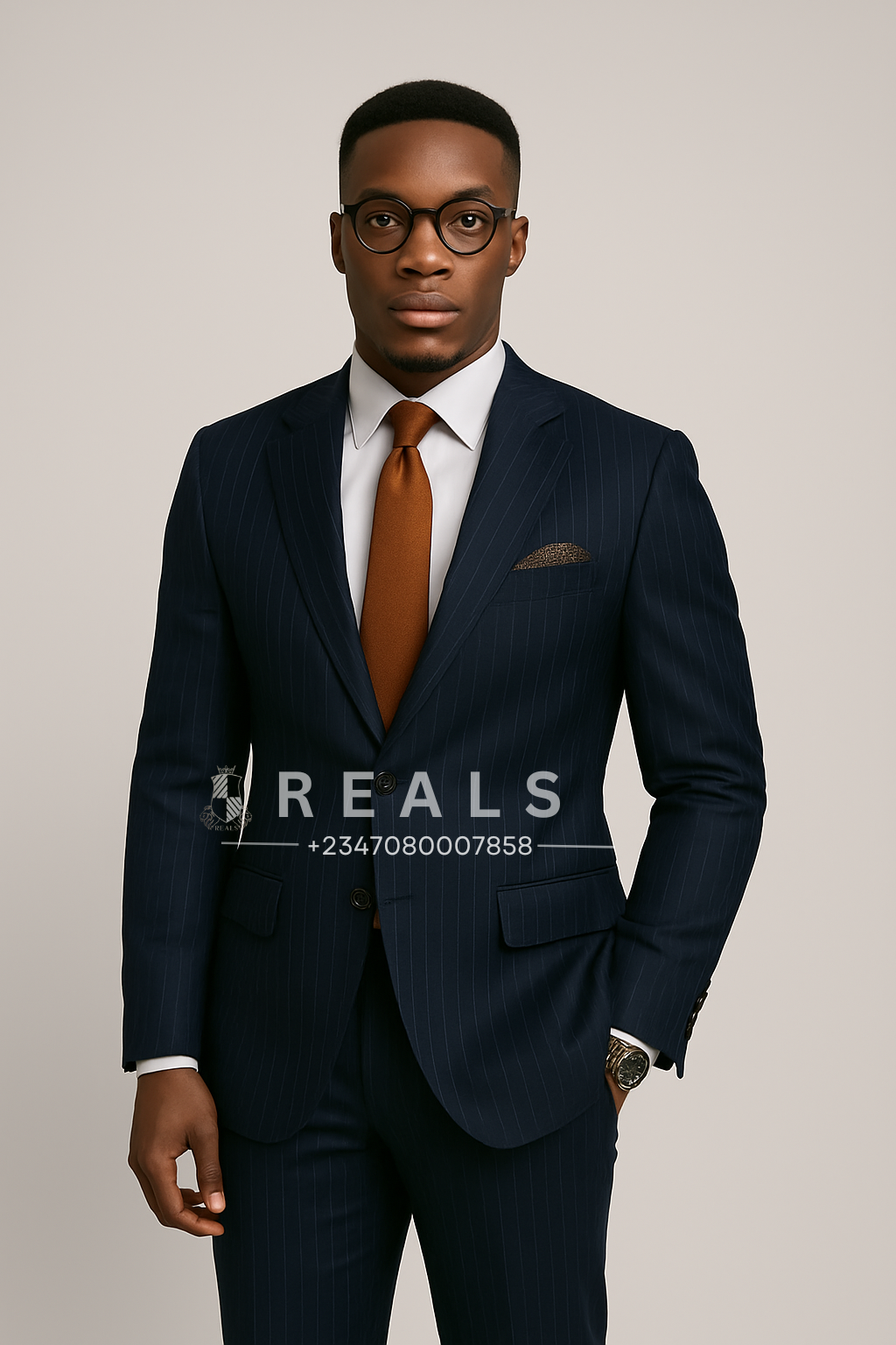 Navy Pinstripe Men's Suit