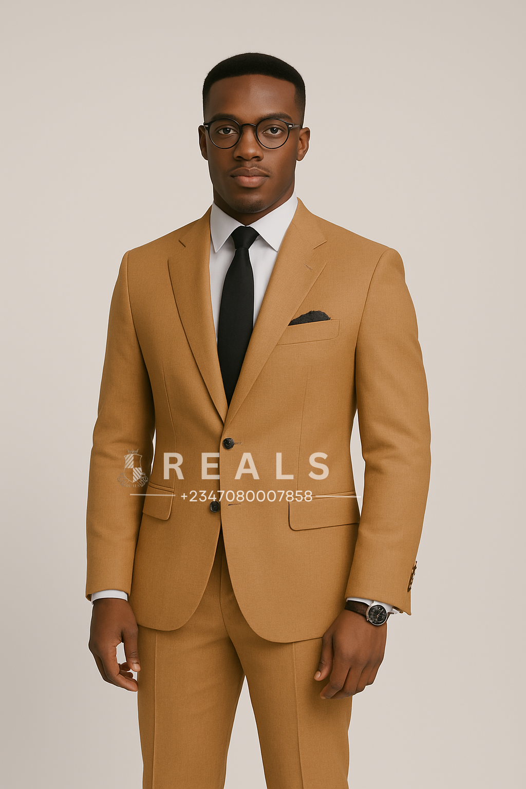 Men's Camel Single-Breasted Suit